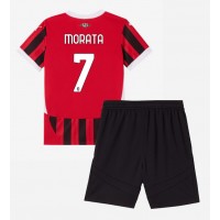 Maglia Calcio AC Milan Alvaro Morata #7 Prima Divisa Bambino 2024-25 Manica Corta (+ pantaloncini)